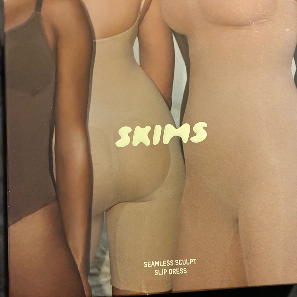SKIMS Seamless Sculpt Slip Dress - Black, Sienna and Clay